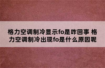 格力空调制冷显示fo是咋回事 格力空调制冷出现fo是什么原因呢